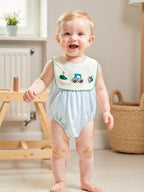 Lioraitiin Baby Boy Romper Sleeveless Crew Neck Striped Bodysuit for