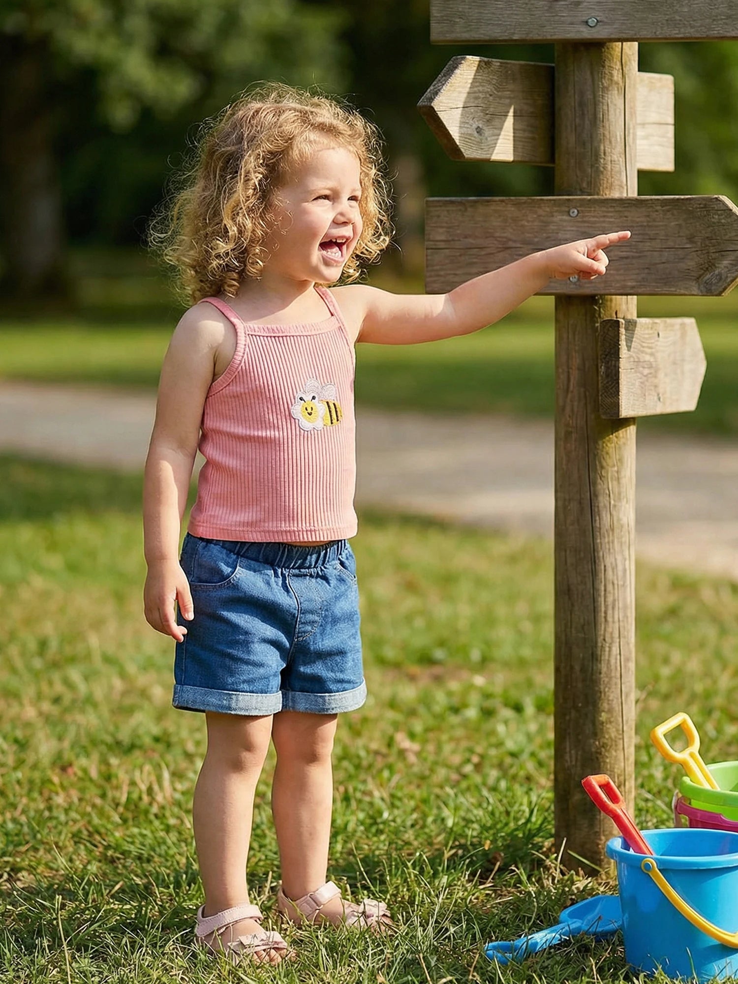 Lioraitiin Toddler Baby Girls Outfit Fashionable Cute Bee Embroidery