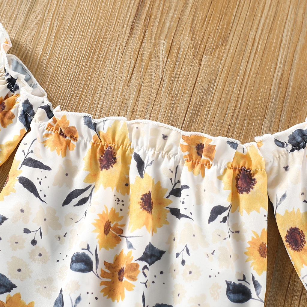 Lioraitiin 0-18M Newborn Baby Girl 2Pcs Fashion Yellow Sunflower