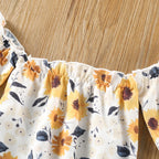 Lioraitiin 0-18M Newborn Baby Girl 2Pcs Fashion Yellow Sunflower