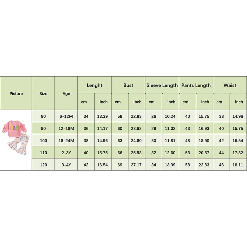 Lioraitiin Toddler Girl Easter Outfit Bunny Embroidery Long Sleeve
