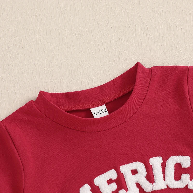 Lioraitiin Toddler Boy 4th of July Outfit Letter Embroidery Short