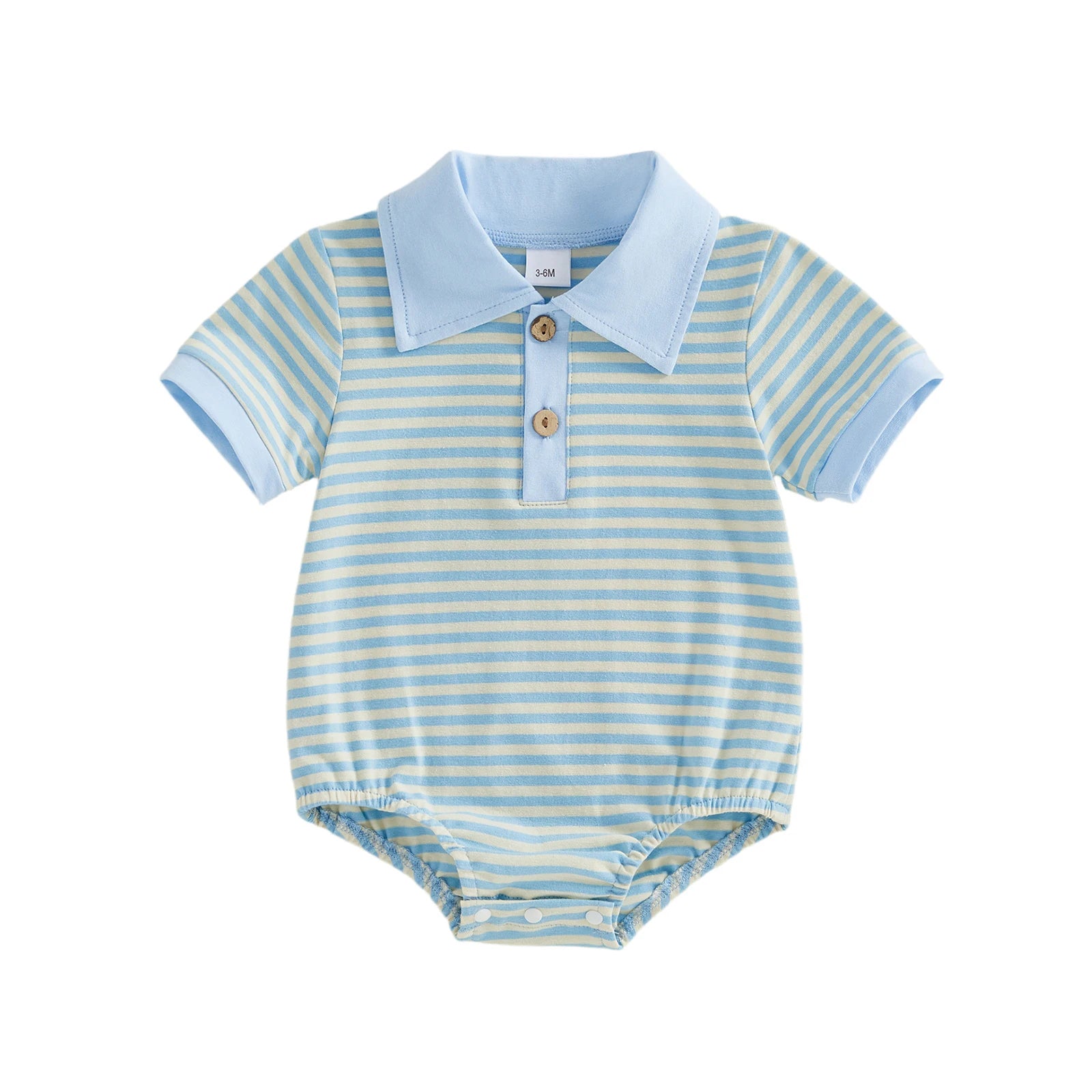 Lioraitiin Baby Boy Romper Fashionable Contrast Color Striped Short