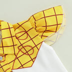 Lioraitiin Girls Outfits Plaid Print Fly Sleeve Shirts Cow Pattern