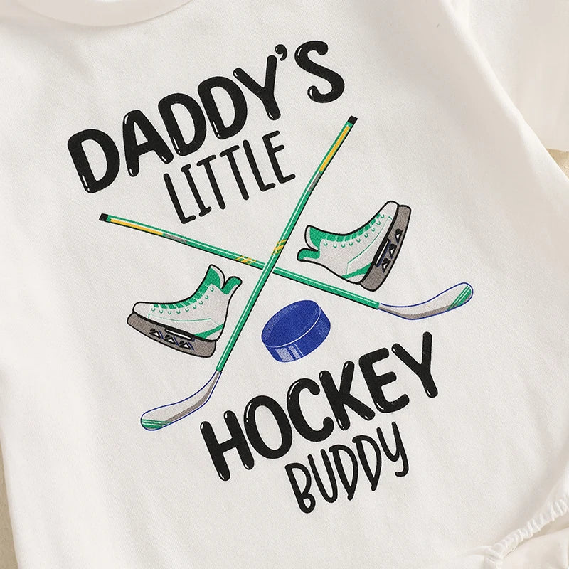 Lioraitiin Toddler Baby Boys Girls Rompers Letter Hockey Print Round