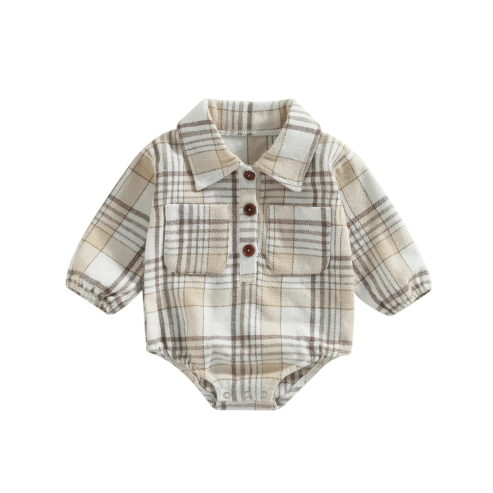 Lioraitiin 0-24M Infant Baby Boy Romper Buttons Lapel Long Sleeve