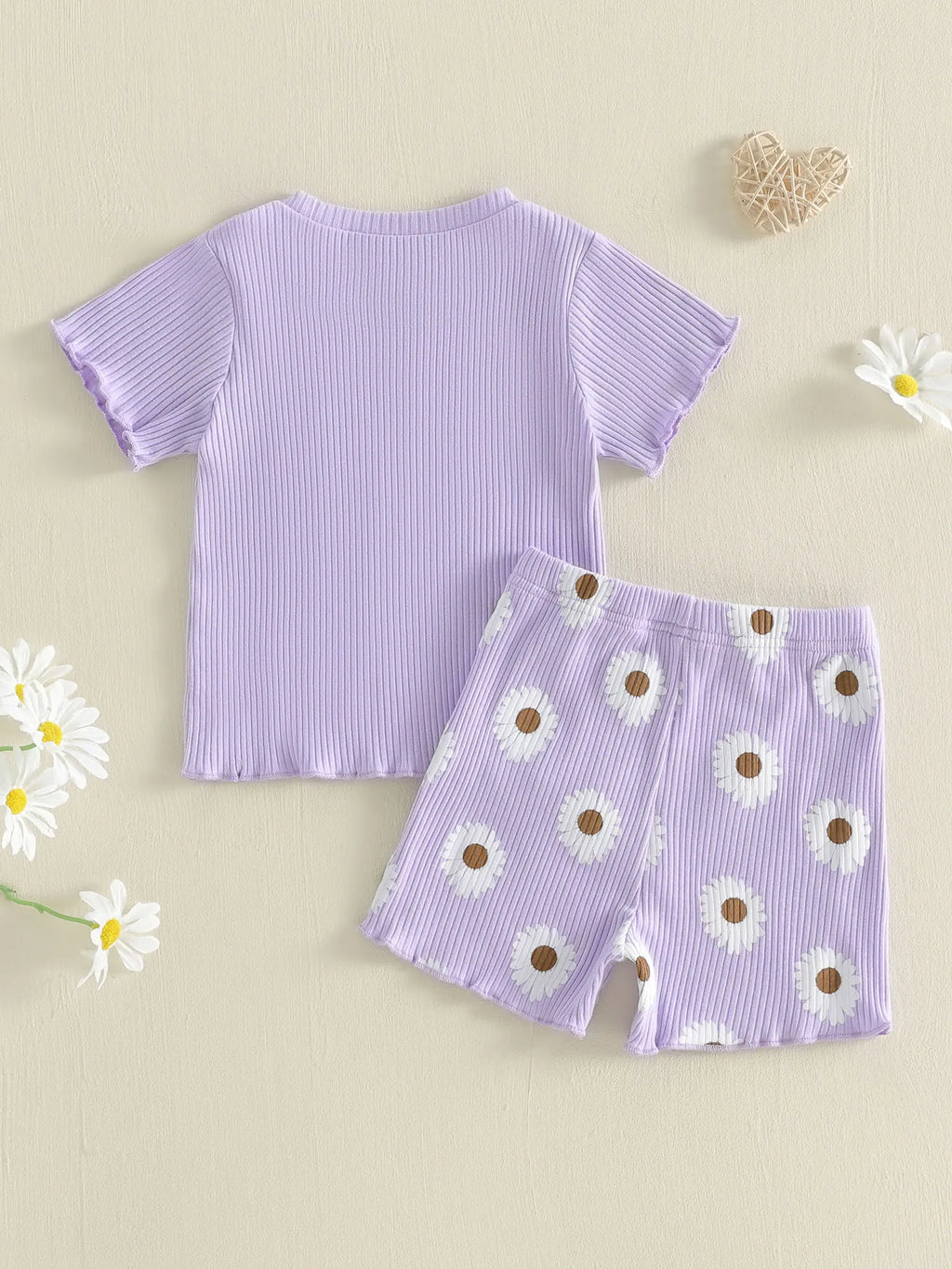 2Pcs Toddler Baby Girls Outfits Short Sleeve Crew Neck Letters Print