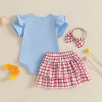 Lioraitiin Baby Girl Outfits Short Sleeve Baseball Embroidery Romper