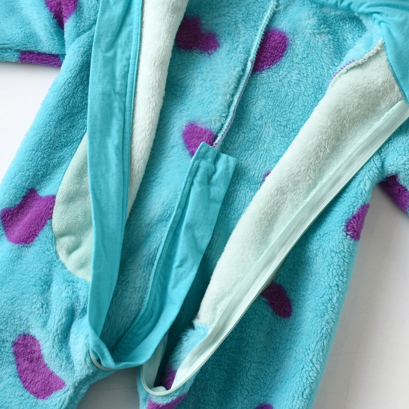 Lioraitiin 0-3Years Infant Baby Boy Girl Fleece Jumpsuit Horn Hooded