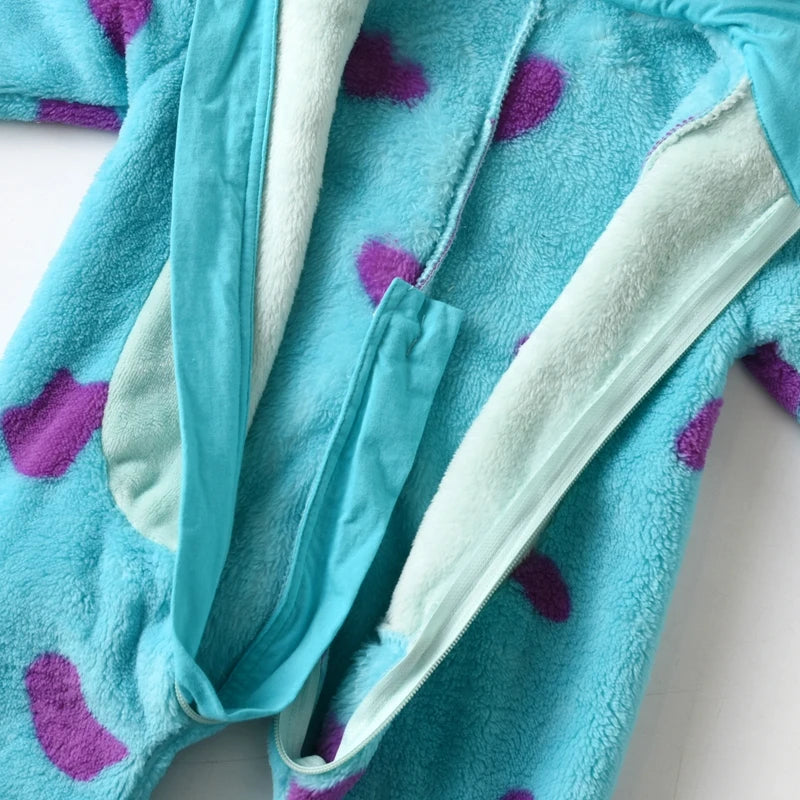 Lioraitiin 0-3Years Infant Baby Boy Girl Fleece Jumpsuit Horn Hooded