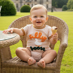 Lioraitiin Baby Girls Romper Fashionable Letter Goose Embroidery Crew
