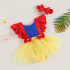 Lioraitiin 0-24M Baby Girl Bodysuit Ruffle Sleeveless Patchwork Dress