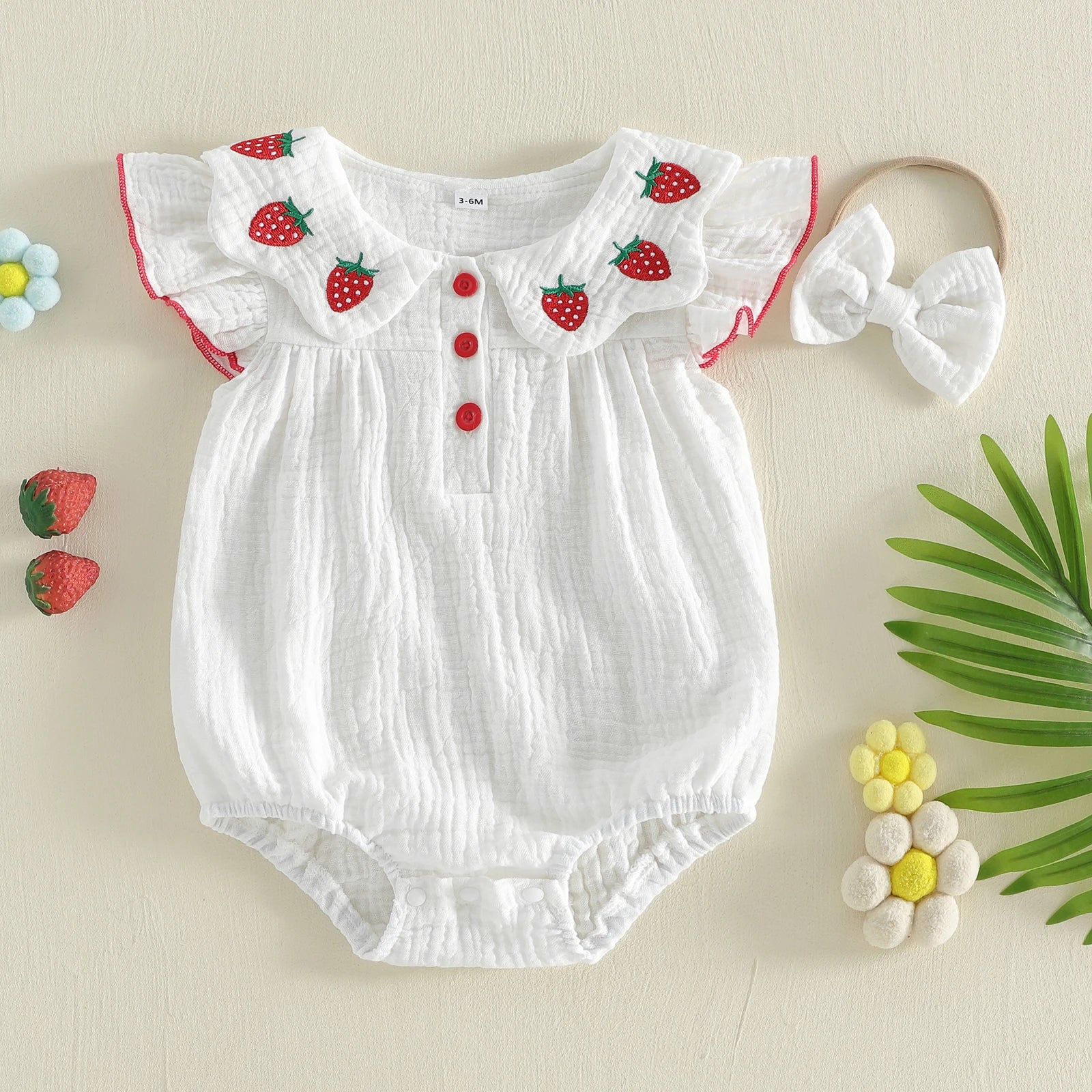 Baby Girls 2 Piece Outfits Adorable Strawberry Embroidery Flying