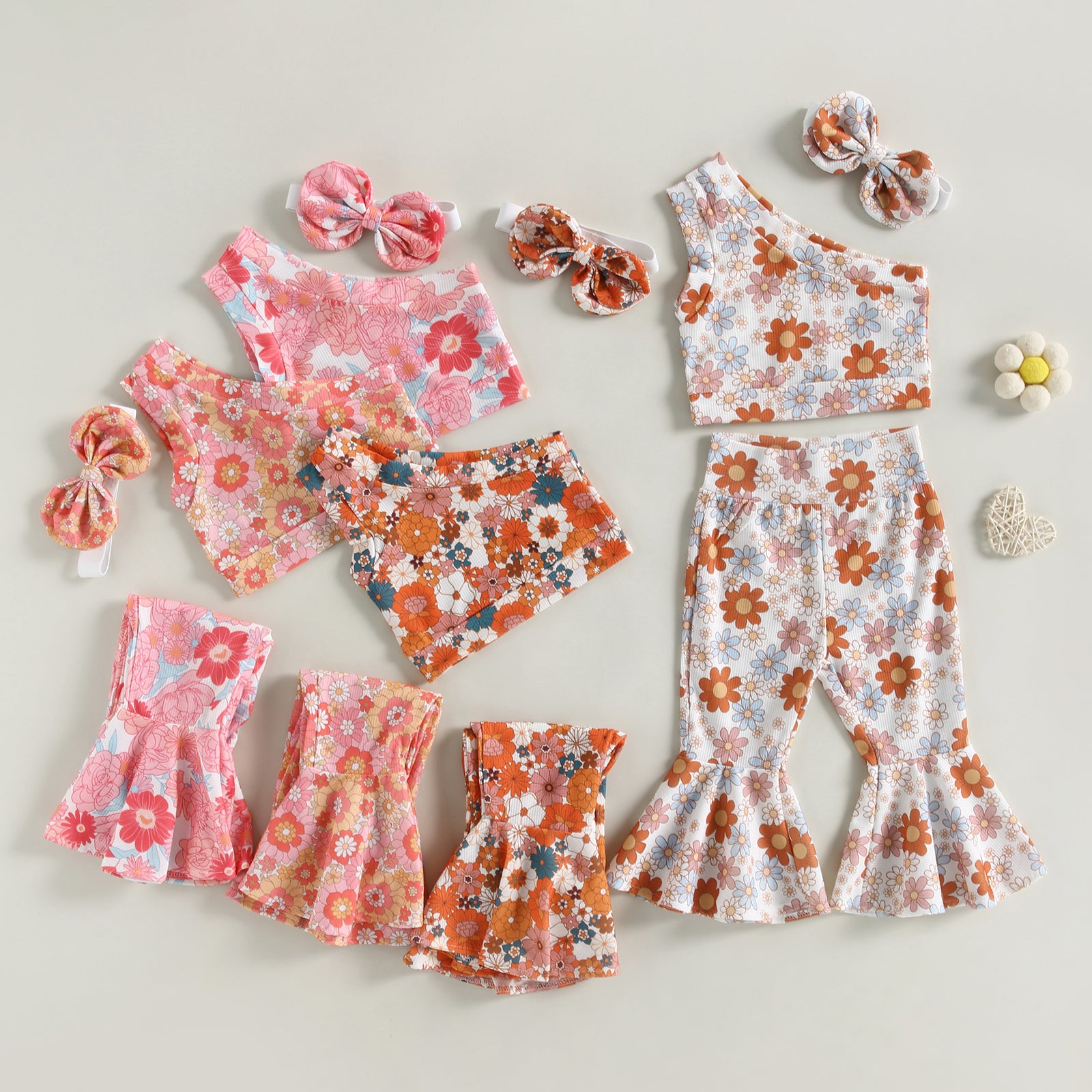 Lioraitiin 0-4Years Toddler Girls 3Pcs Outfit Sets Sleeveless One