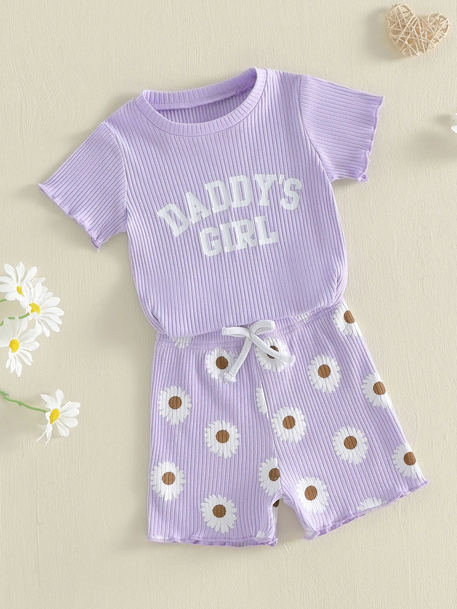 2Pcs Toddler Baby Girls Outfits Short Sleeve Crew Neck Letters Print