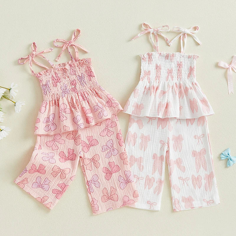 Lioraitiin Toddler Kid Baby Girl Set Sleeveless Lacing Strap Camisole