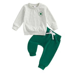 Toddler Baby Boys Outfits Four Leaf Clover Letter Long Sleeve Crew