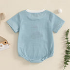 Newborn Baby Boy Romper Short Sleeve Round Neck Stripes Print