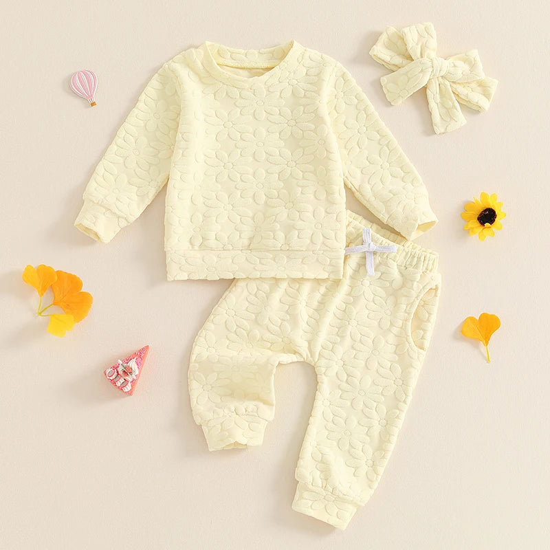 Lioraitiin Toddler Girl Outfit Daisy Embroidery Long Sleeve