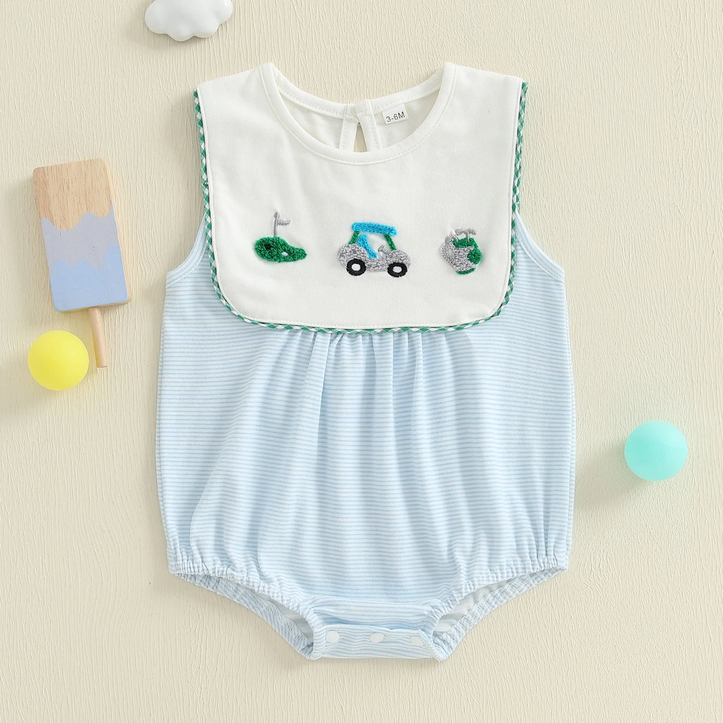 Lioraitiin Baby Boy Romper Sleeveless Crew Neck Striped Bodysuit for