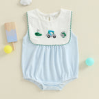 Lioraitiin Baby Boy Romper Sleeveless Crew Neck Striped Bodysuit for