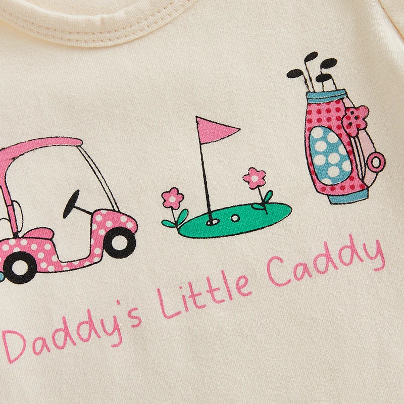 Lioraitiin Baby Girls Outfit Golf Print Short Sleeves Romper and
