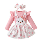 Lioraitiin 0-18M Baby Girl Pink Bunny Outfit Long Sleeve Romper