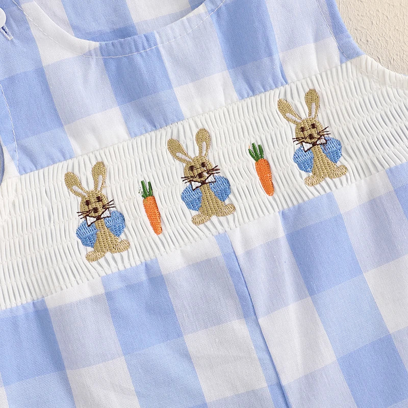 Lioraitiin Newborn Baby Girls Easter Romper Bunny Carrot Embroidery