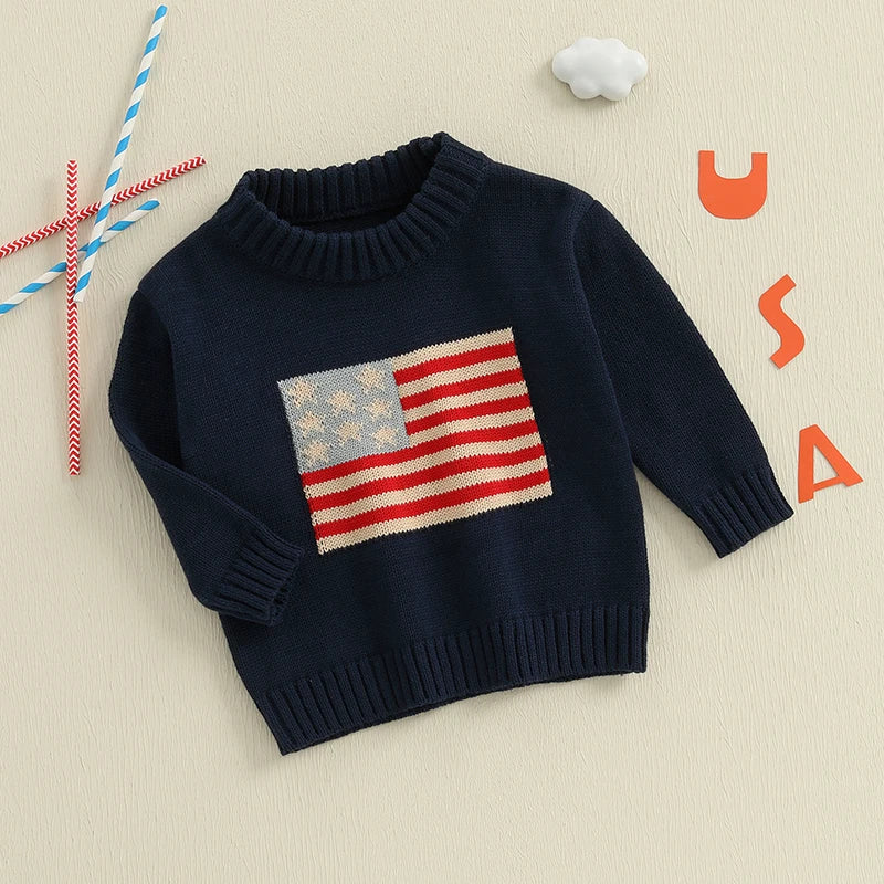 Lioraitiin Kids Baby Girls Boys 4th of July Sweater US Flag Pattern