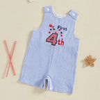 Lioraitiin Baby Boy 4th of July Romper Star Letter Striped Sleeveless