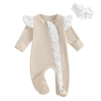 Lioraitiin Baby Girls Outfit, Long Sleeve Crew Neck Frills Zipped