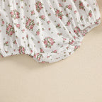 Lioraitiin Baby Girl Outfits Floral Pattern Smocked Crew Neck Short