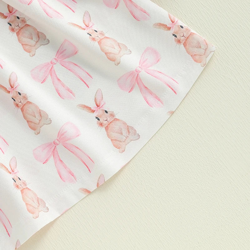 Lioraitiin Toddler Girls Dress Rabbit/Easter Eggs Print Fly Sleeve