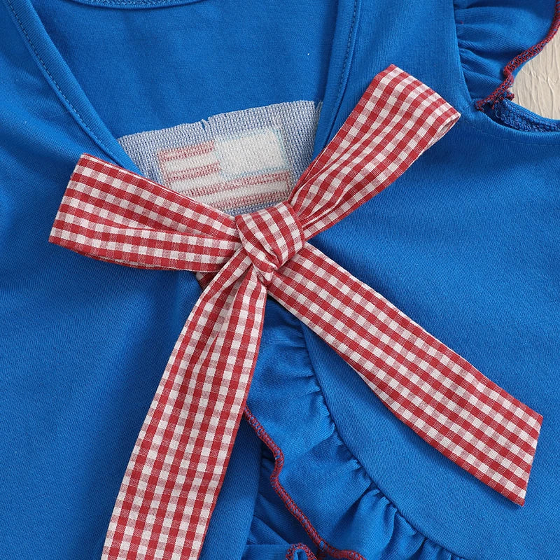Lioraitiin Baby Girls Independence Day Shorts Sets Short Sleeve Flag