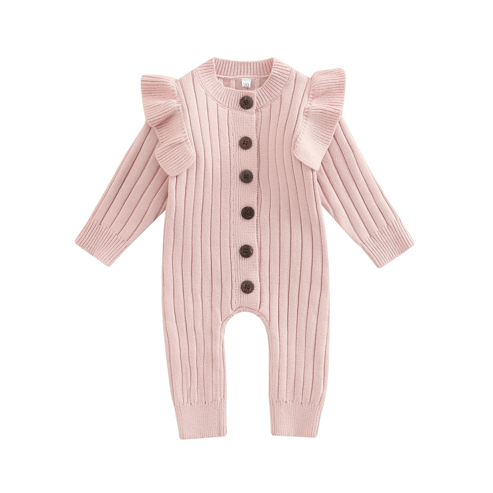 Lioraitiin 0-18M Baby Girl’s Knitted Long Sleeve Jumpsuit Fashion