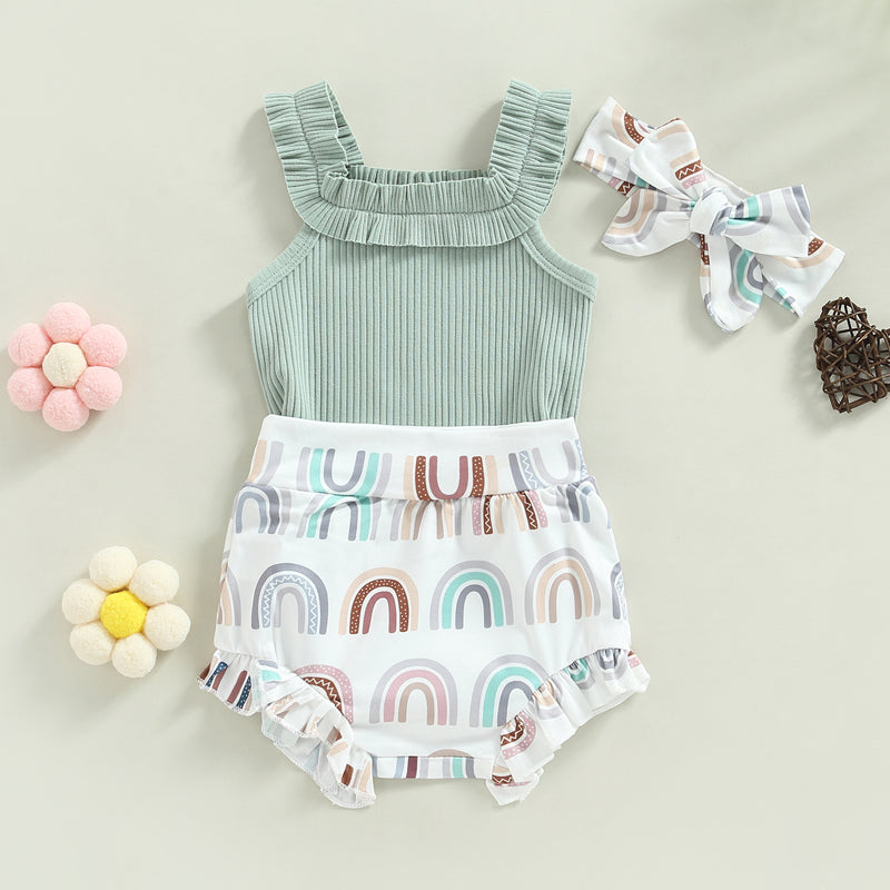 Lioraitiin 0-18M Infant Baby Girls Shorts Set Sleeveless Romper