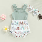 Lioraitiin 0-18M Infant Baby Girls Shorts Set Sleeveless Romper