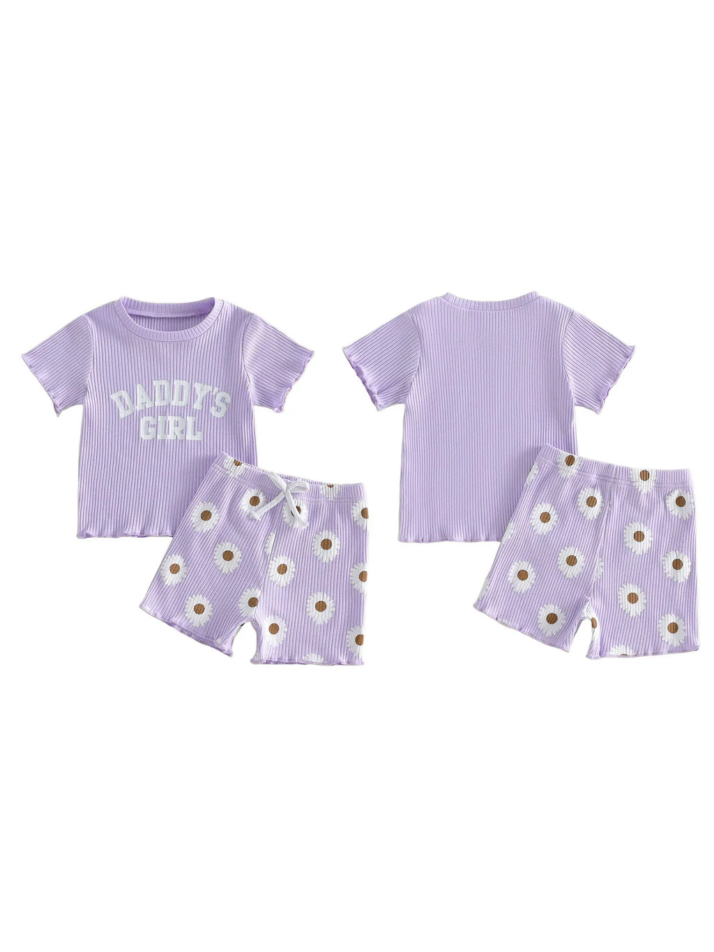 2Pcs Toddler Baby Girls Outfits Short Sleeve Crew Neck Letters Print