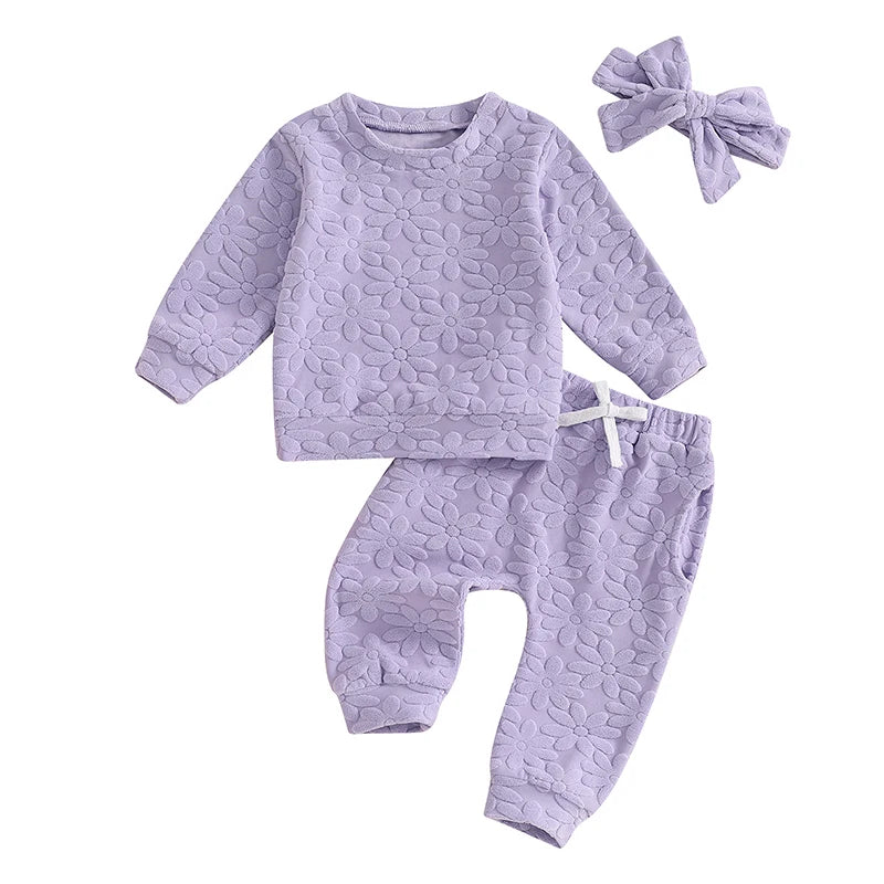 Lioraitiin Toddler Girl Outfit Daisy Embroidery Long Sleeve