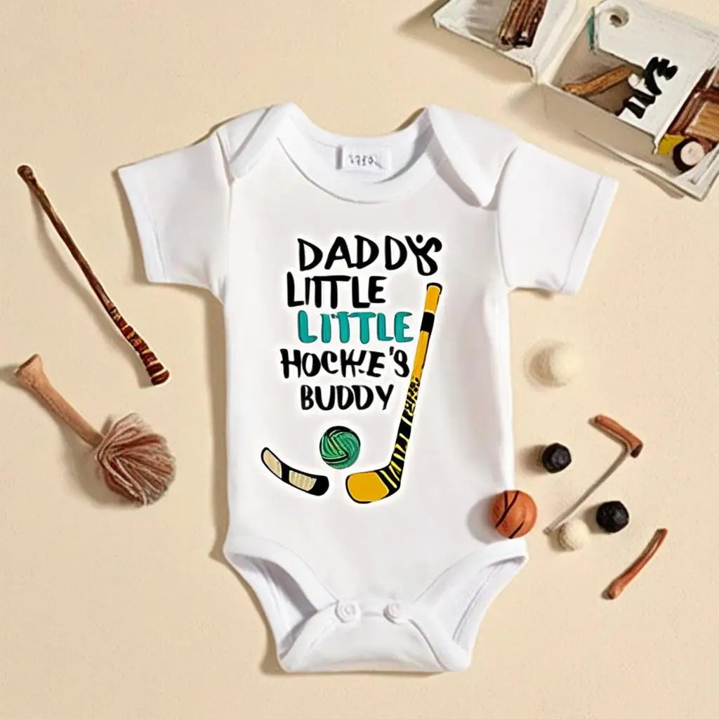 Lioraitiin Toddler Baby Boys Girls Rompers Letter Hockey Print Round