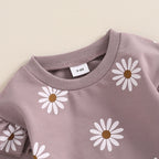 Lioraitiin Toddler Girl Outfit Daisy Print Long Sleeve Sweatshirt