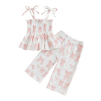 Lioraitiin Toddler Kid Baby Girl Set Sleeveless Lacing Strap Camisole