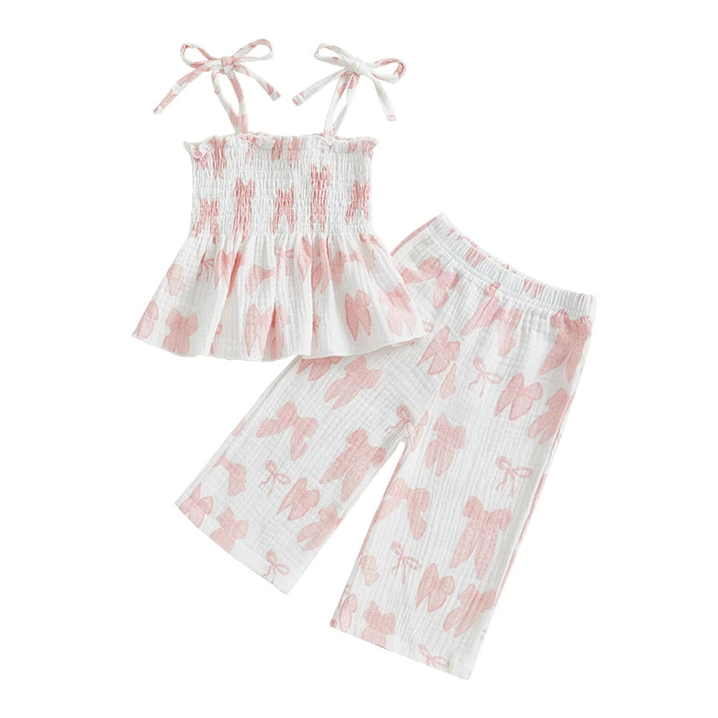Lioraitiin Toddler Kid Baby Girl Set Sleeveless Lacing Strap Camisole