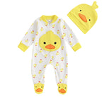 Lioraitiin Newborn Boy Girl Duck Outfit, Long Sleeve Full Length