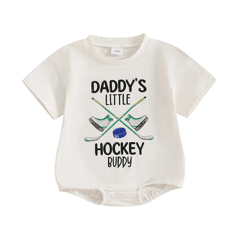 Lioraitiin Toddler Baby Boys Girls Rompers Letter Hockey Print Round