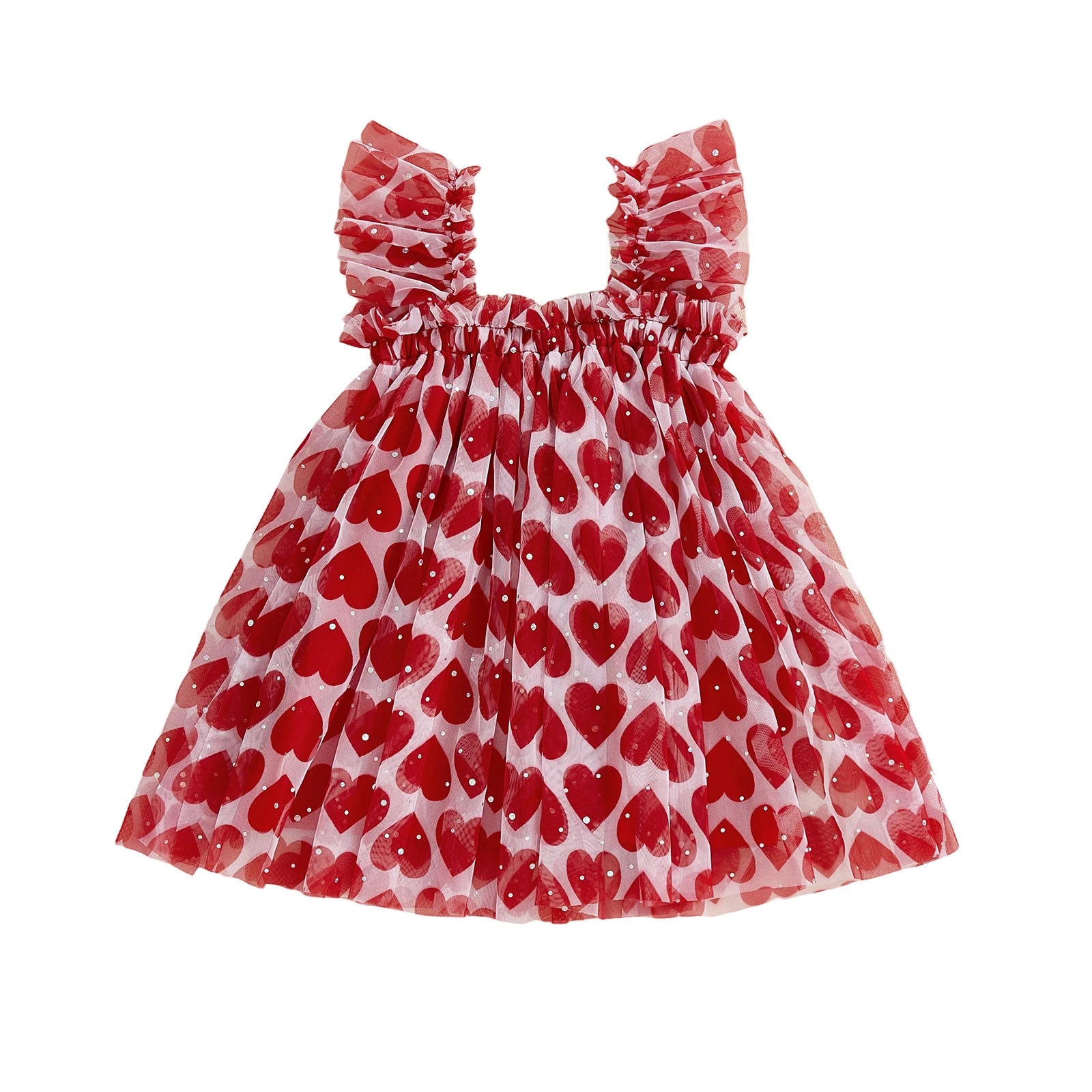 Lioraitiin Toddler Baby Girl Sleeveless Dress with Ruffled Straps Red