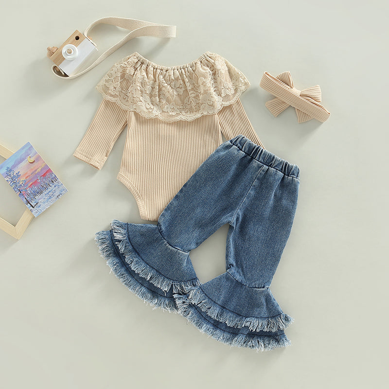 Lioraitiin 0-24M Kids Girls 2Pcs Pants Suit Long Sleeve Round Neck
