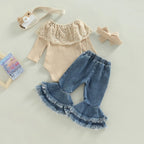 Lioraitiin 0-24M Kids Girls 2Pcs Pants Suit Long Sleeve Round Neck