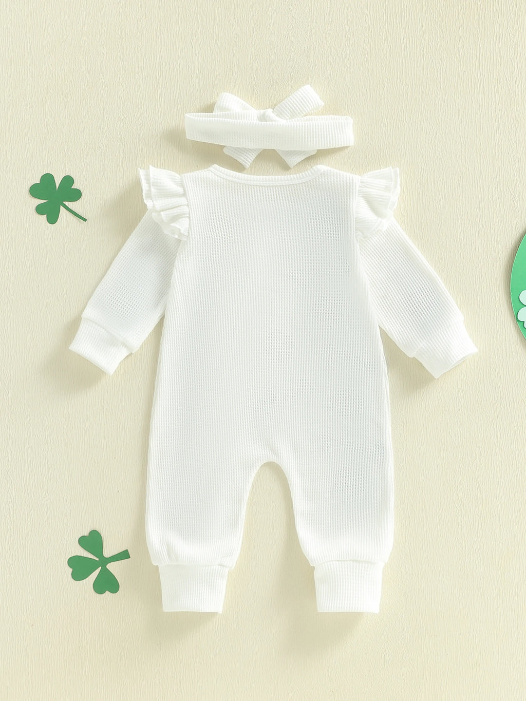 Lioraitiin Baby Girl Outfit Clover Letters Embroidery Ruffle Long