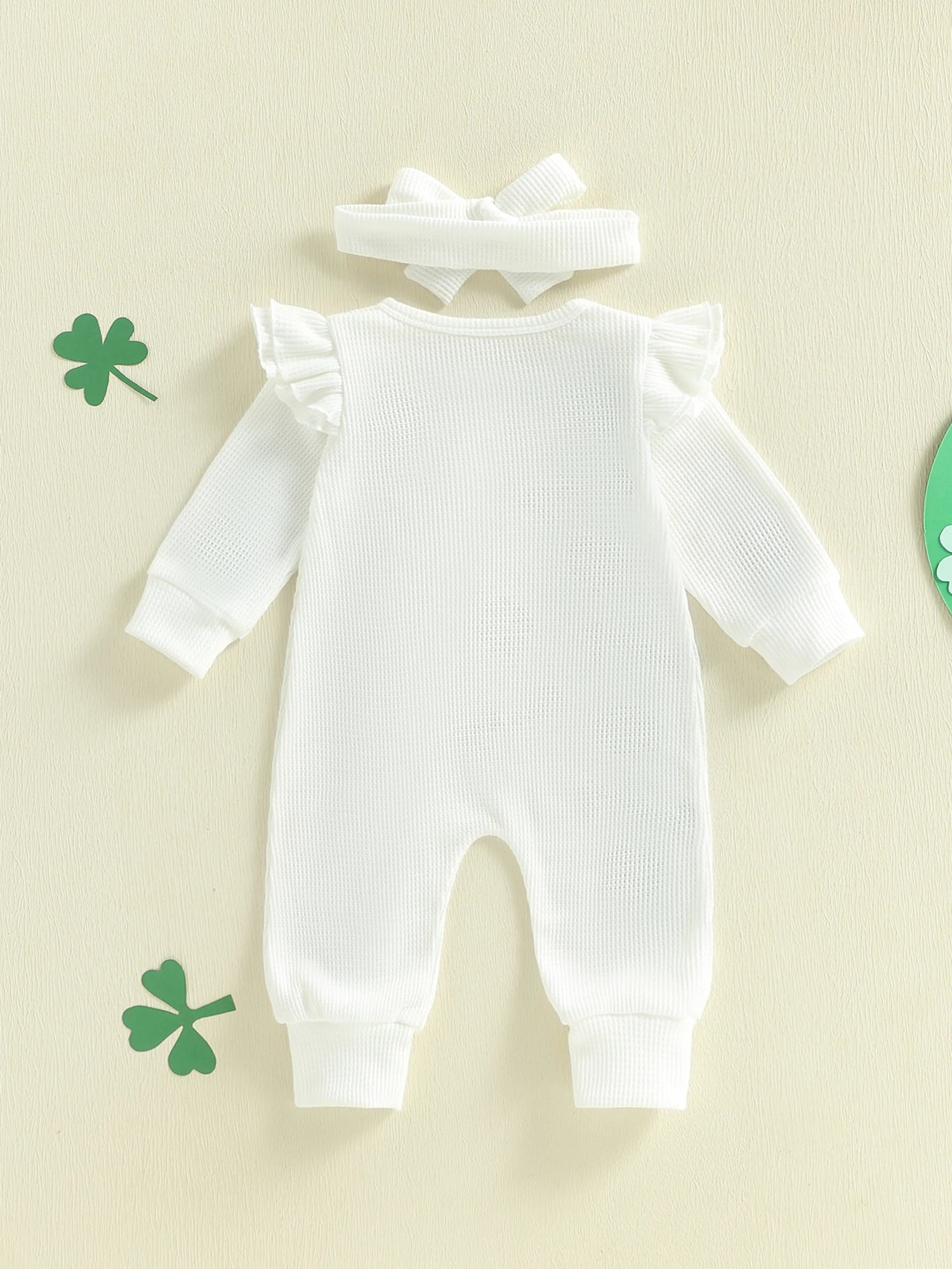 Lioraitiin Baby Girl Outfit Clover Letters Embroidery Ruffle Long